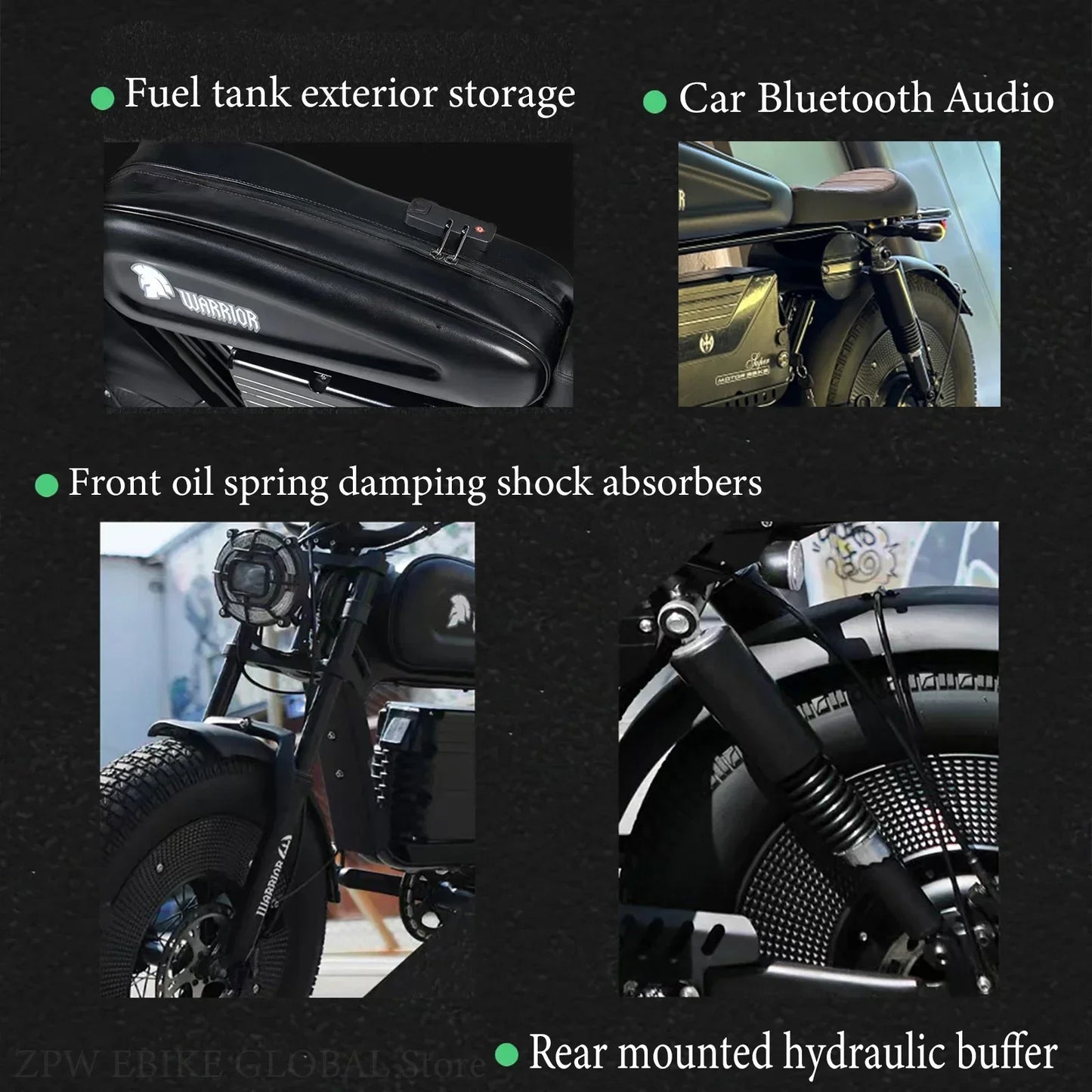 1500W 48V60AH Black Warrior Motorbikes 20inch Fat Tyre Electric Bike Adult Road Hydraulic brake E-bike Adult Road Electric Bike