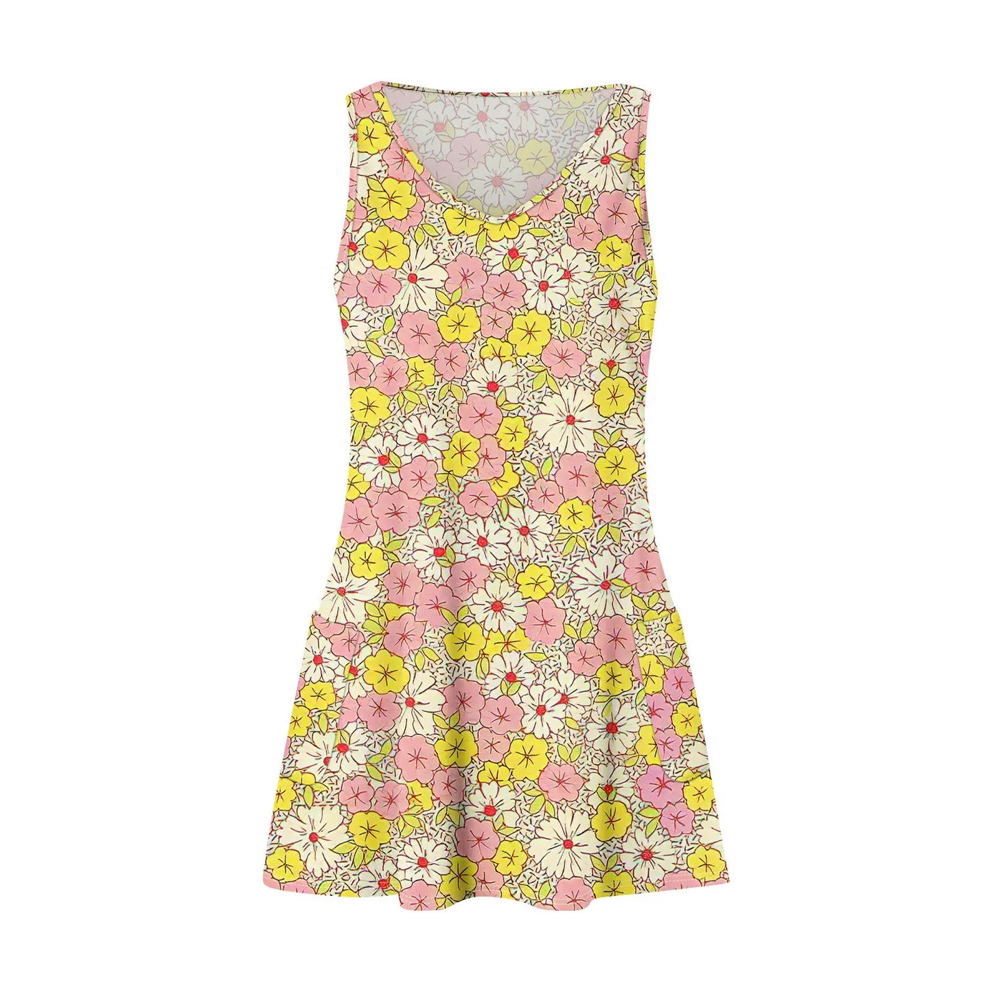 Women's Casual Print Summer Bohemian Beach Dress With Pockets V Neck Tank Dress Summer Dresses for Women 2024 Women's Dress