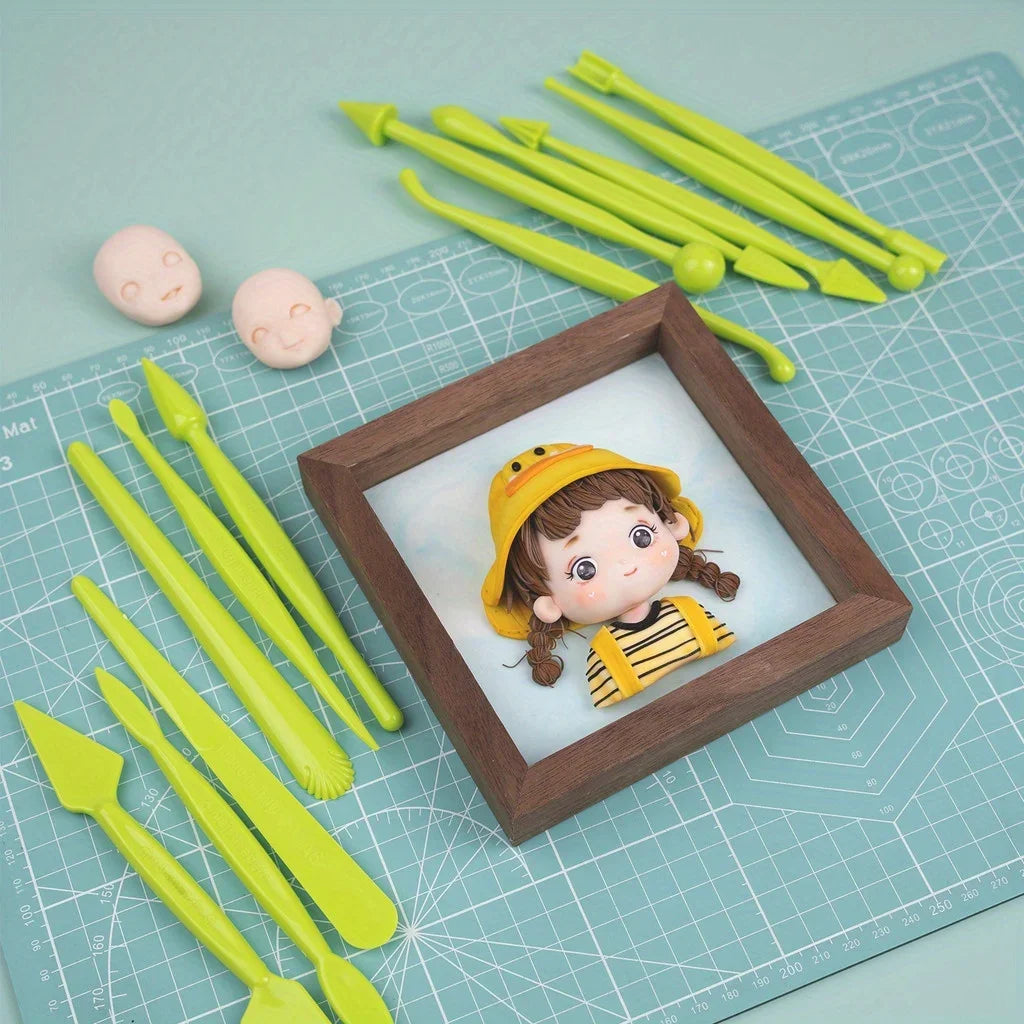 12PCS Fondant Flower Tool Set - Cartoon Kneading & Carving Molds for Dough Decorating