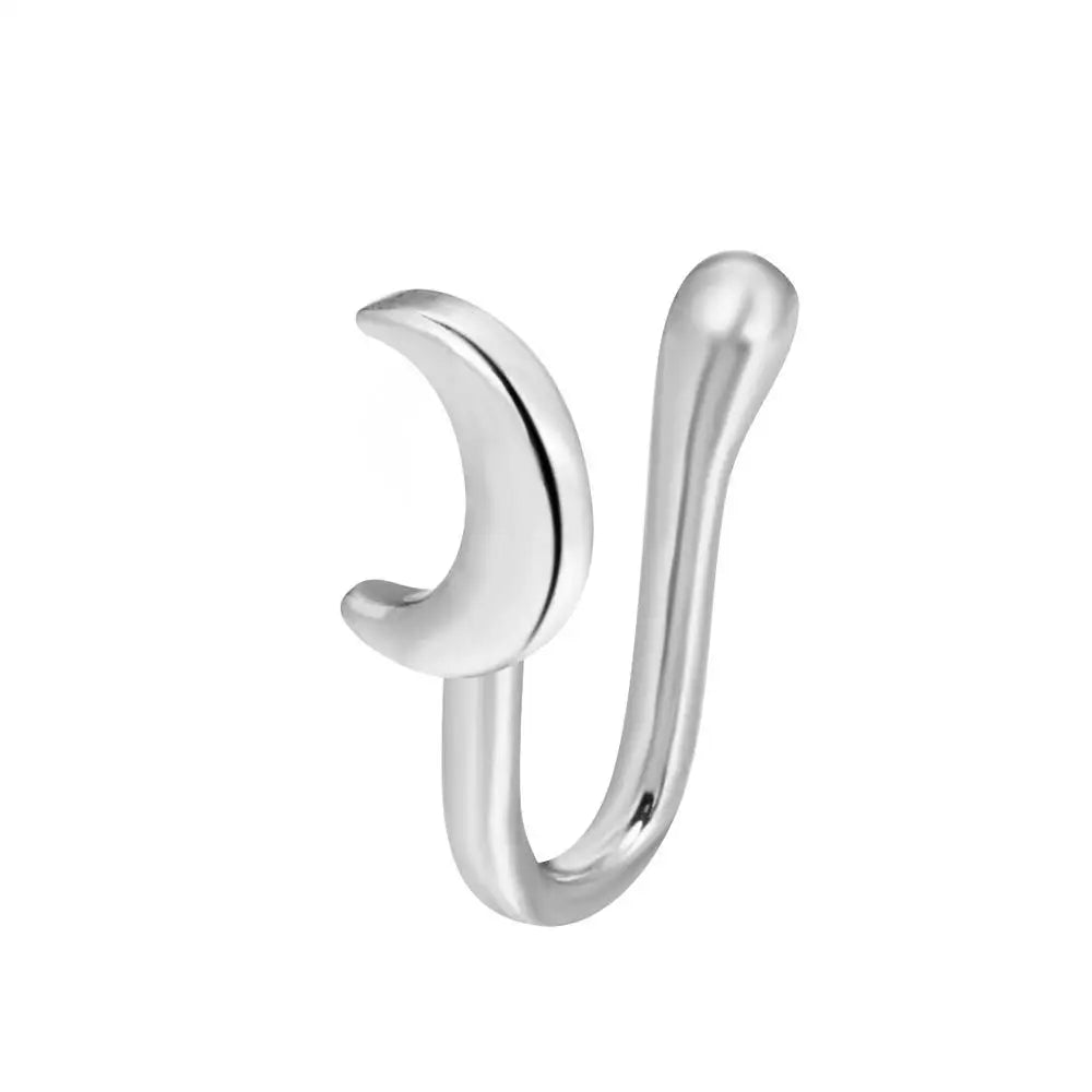 Men Women Nose Ring Clip Fake Septum Piering Rock Hip Hoop Punk Stainless Steel Body Jewelry Non Perforation Nose Clips Ring Z6
