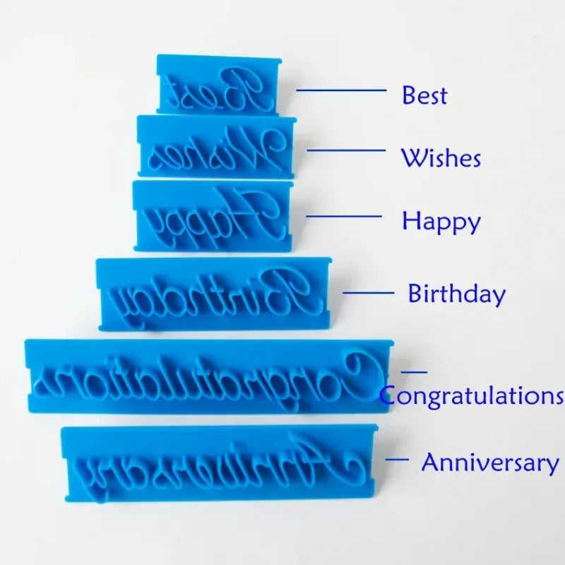 1 Set Cake Baking Molds Alphabet Letter Words Cookie Press Stamp Embosser Cutter Fondant Mould Happy Birthday Cake Decoration