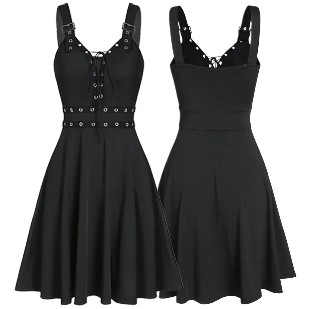 Women Plus Size Cool Solid Bandage Irregular Hem Sleeveless Camisole Mini Dress Elegant Women'S Dresses For Party Vestidos Femin