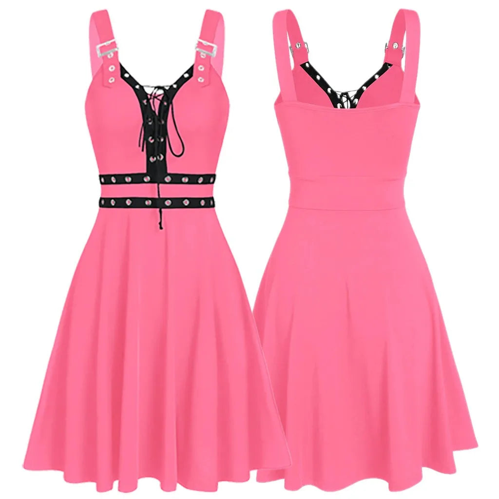 Women Plus Size Cool Solid Bandage Irregular Hem Sleeveless Camisole Mini Dress Elegant Women'S Dresses For Party Vestidos Femin