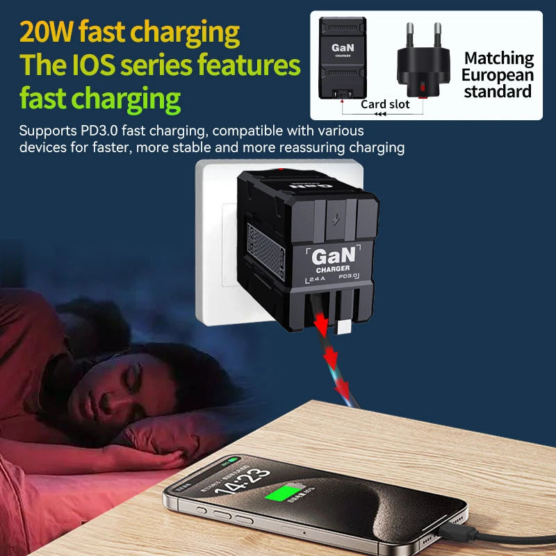 Xiaomi 120W GaN Fast Charger Compatible With Retractable Type-c And Ligtning Cable Portable Adapter For Iphone 16 Ipad Macbook