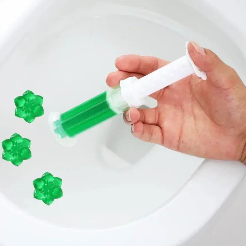 1Pc 14 Flowers Toilet Cleaner Gel Syringe Aromatic Drain Toilet Cleaning Detergent Air Freshener Remove Odors Home Bathroom Tool