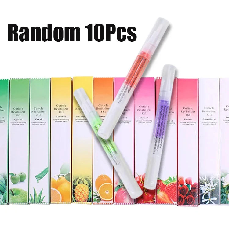 10Pcs/set Nail Care Nutrition Oil Pen Sweet Strawberry/Orange/Peach Flavor Nail Cuticle Oil Deep Moisturize Salon Cuticle Oil