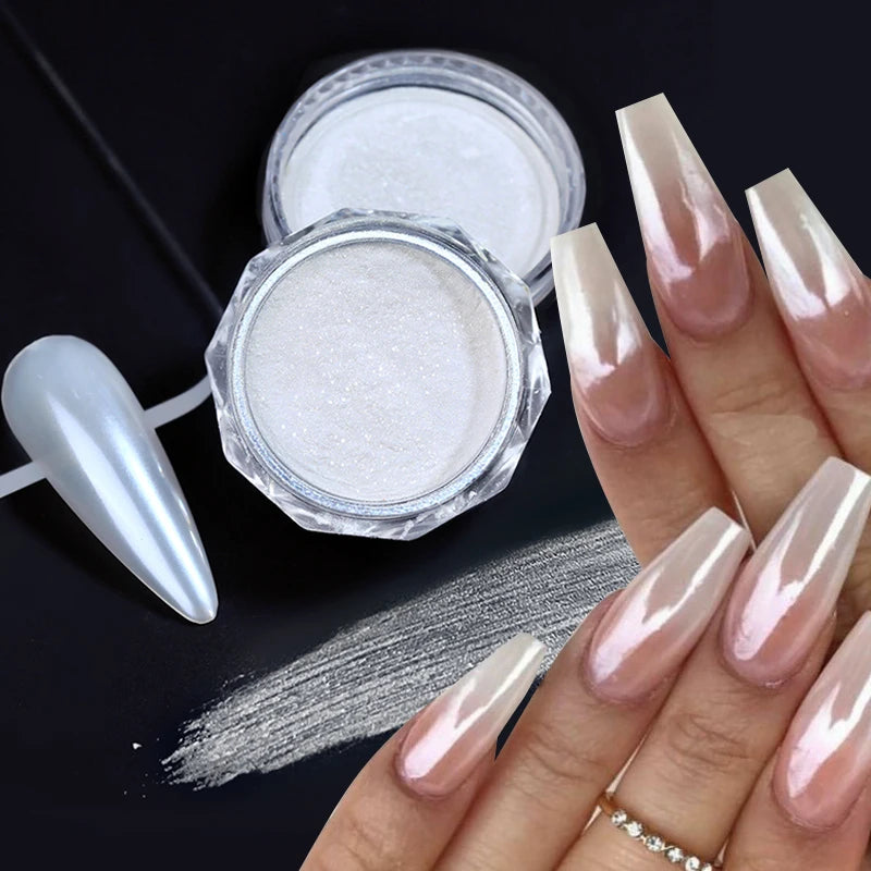 1Box Silver Gold Moonlight Mirror Nails Glitter Powder Metallic Silver Decoration For Nails Aurora Chrome Manicure Nail Art