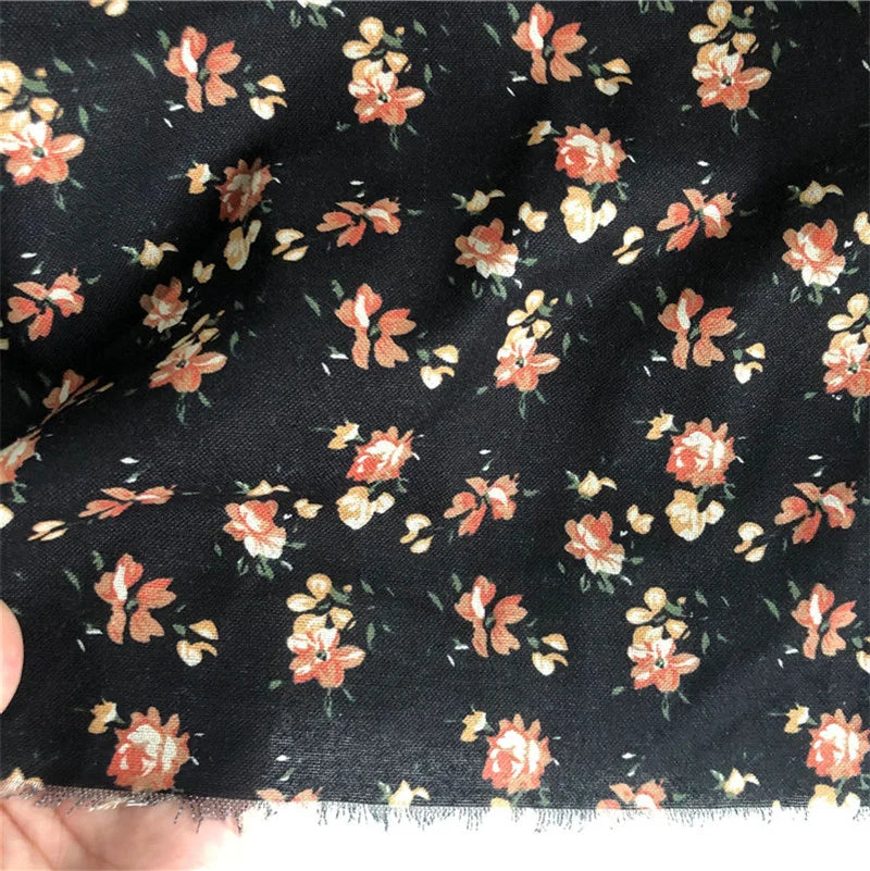 145x50cm Spring And Summer Small Floral Pure Cotton Linen Printed Fabric For Women's Clothing, Children's Dress Fabric TJ20271