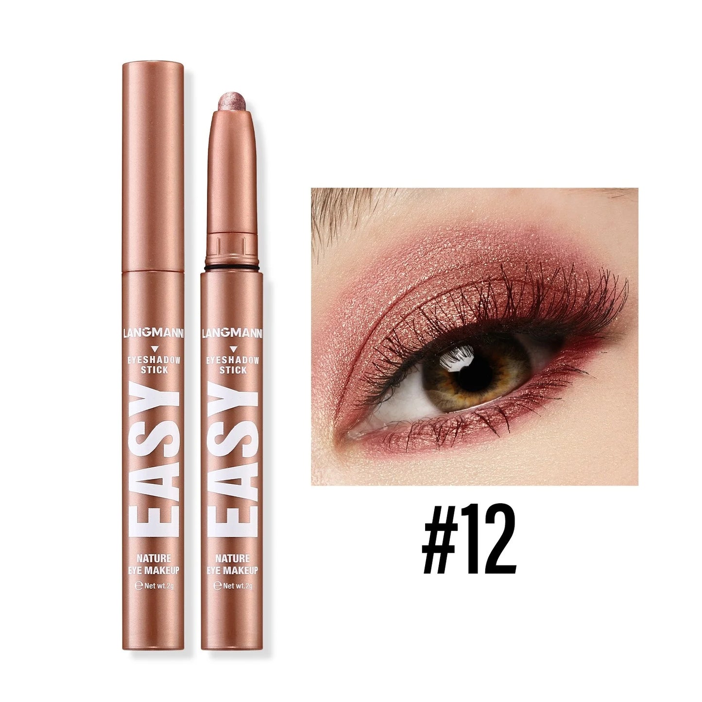 12 Colors Pearly Eyeshadow Stick Waterproof Glitter Matte Nude Eye Shadow Pencil High Pigmented Shimmer Eyeshadow Makeup Tool