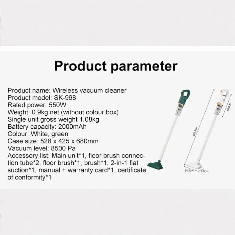 Wireless Handheld Vacuum Cleaner 8500Pa Electric Sweeper Car Remove Mites Dust Cleaner Steam-free Mop Lazy Vacuum Cleaner