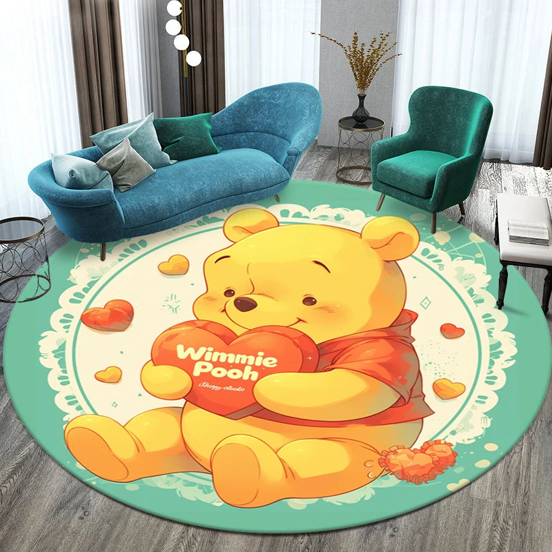 Winnie the Pooh Cute Cartoon Print Round Carpet.Bedroom,Balcony,Entry Door,Sofa,Chair Non-slip Mat.Gift,Picnic,Home Decorat,Rug