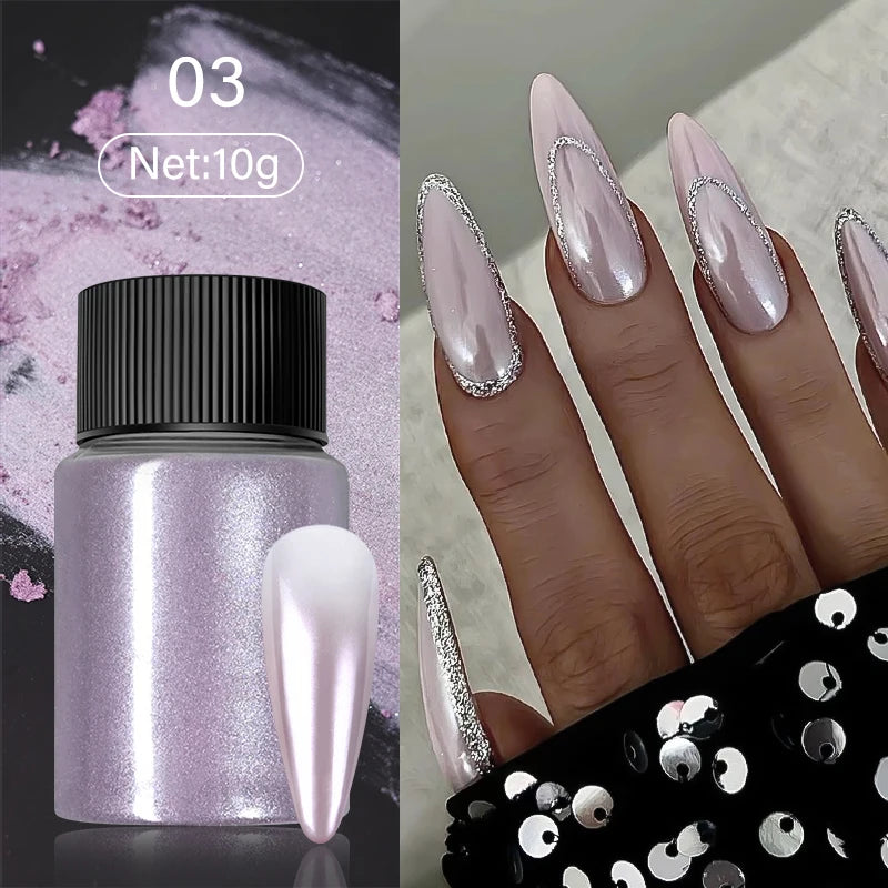 1Box Silver Gold Moonlight Mirror Nails Glitter Powder Metallic Silver Decoration For Nails Aurora Chrome Manicure Nail Art
