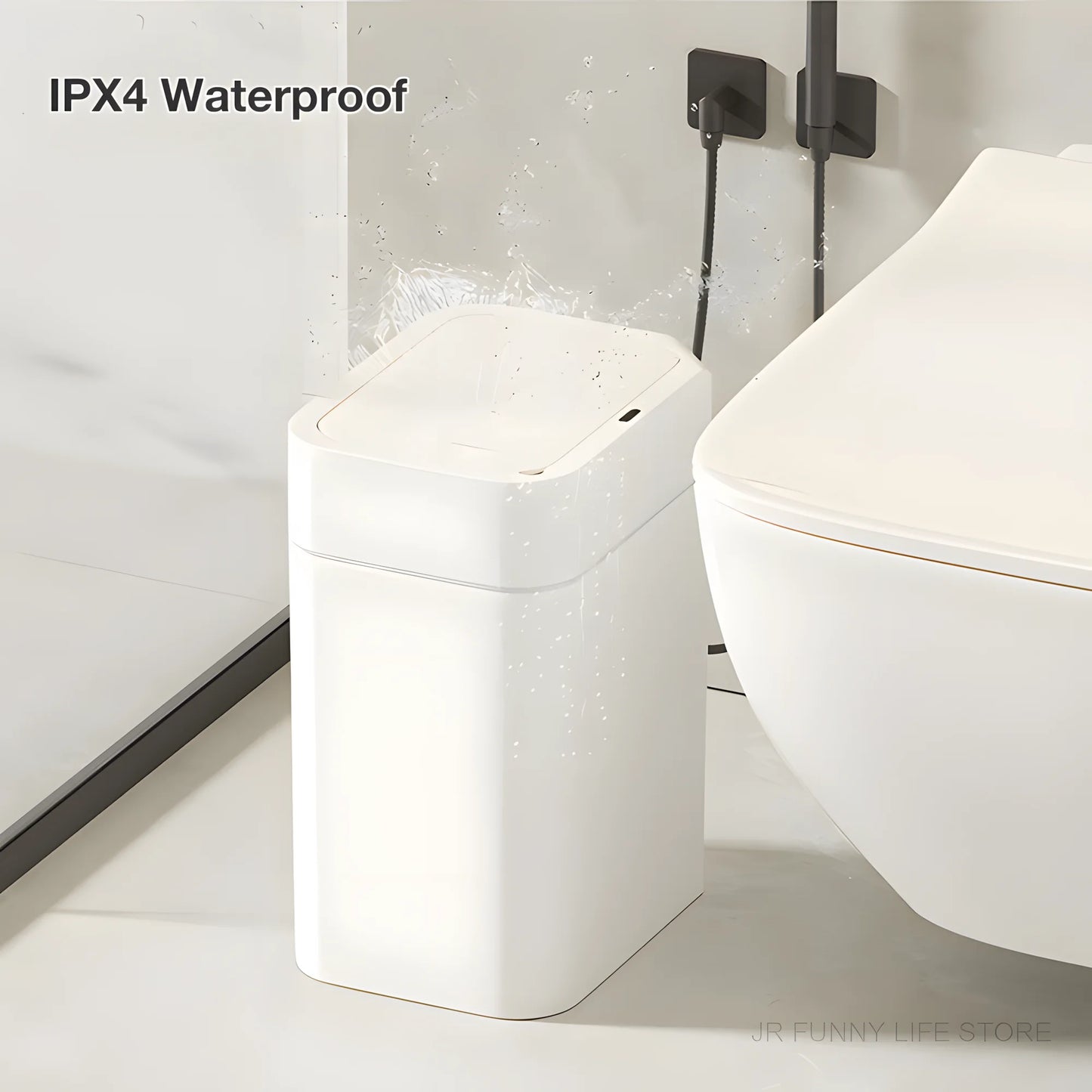 12L+16L Automatic Sensor Trash Can IPX4 Waterproof Bathroom Smart Trash Basket White Electric Toilet Wastebasket