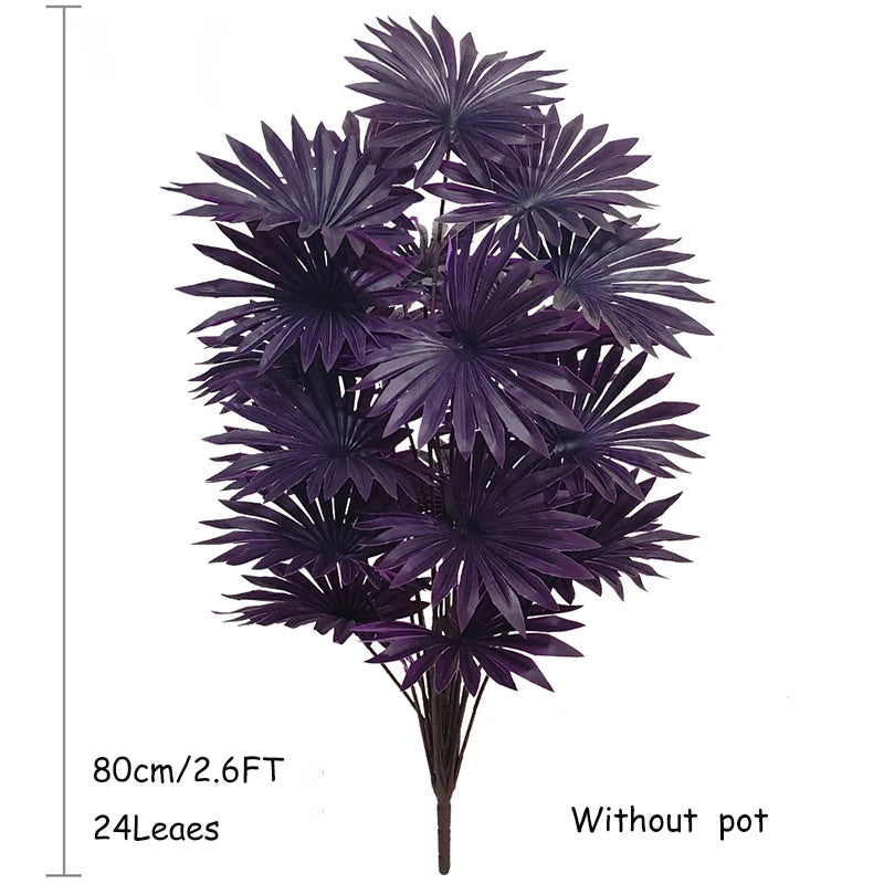 1.8-5FT Artificial Plant Purple Palm Tree Tropical Fake Plants Plastic Palm Leafs Big Monstera Tree Branch For Home Garden Decor