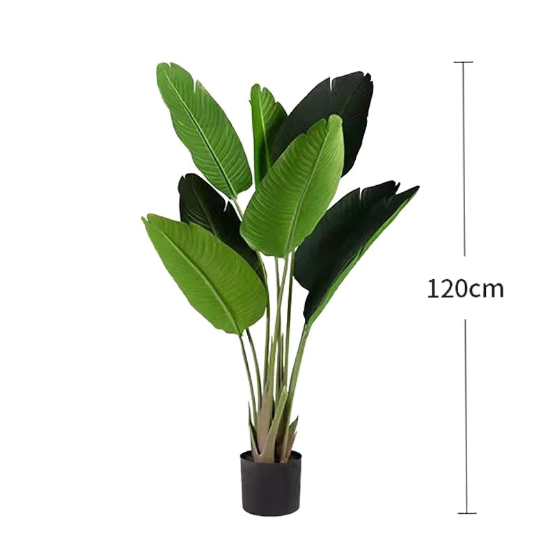 120-200cm Large Artificial Banana Tree Tropical Fake Plants Palm Leafs Monstera Green Plastic Jungle Plant for Home Office Decor