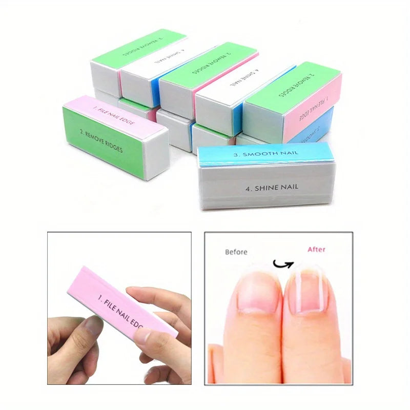 1/3/5Pcs/Set Nail Buffer Block 4 Way Colorful Buffing Block Shine Polisher Nail Buffing File Manicure Sanding