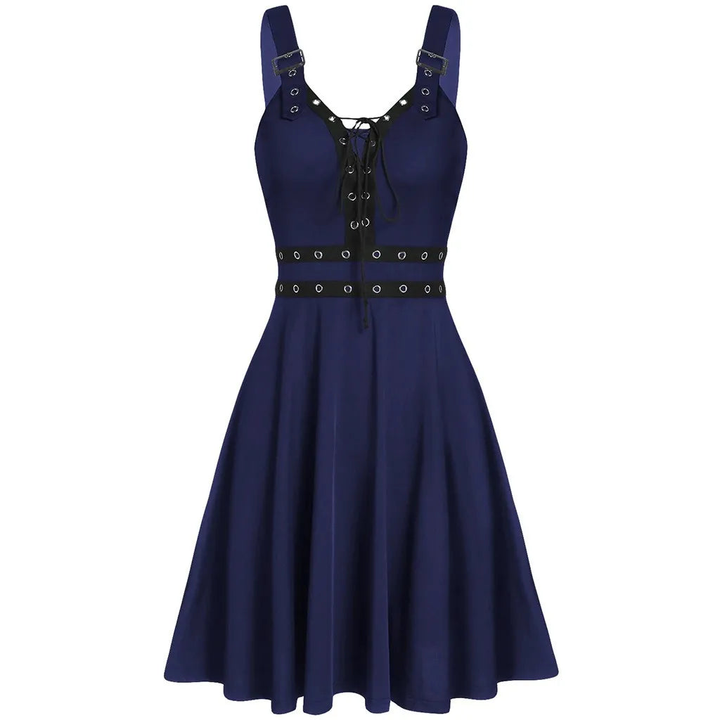 Women Plus Size Cool Solid Bandage Irregular Hem Sleeveless Camisole Mini Dress Elegant Women'S Dresses For Party Vestidos Femin
