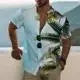 2023 Summer Animal Crane Men's Hawaiian Shirt 3d Plant Floral Print Plus Size Beach Flower
