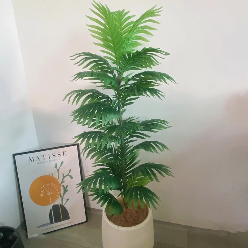 150cm Large Artificial Palm Tree Fake Tropical Plants Green Monstera Leaves Plastic Banyan Tree for Garden Home Office Decor