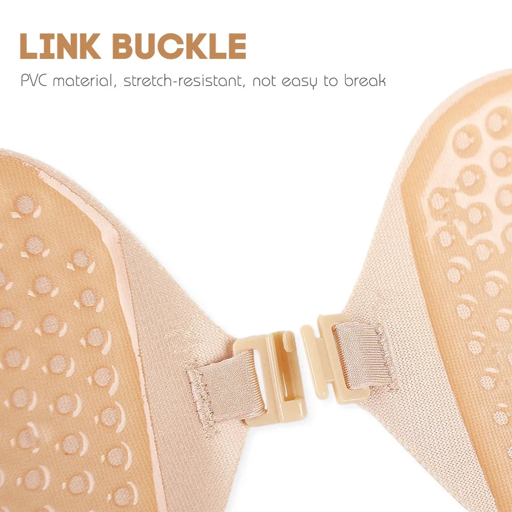 Invisible Push Up Bra for Women Backless Strapless Bra Seamless Front Closure Bralette Underwear Silicone Self-Adhesive Bra Pad