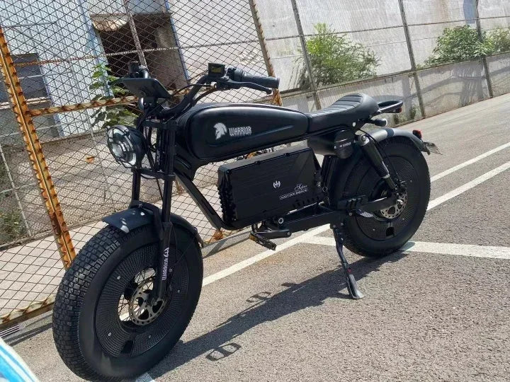 1500W 48V60AH Black Warrior Motorbikes 20inch Fat Tyre Electric Bike Adult Road Hydraulic brake E-bike Adult Road Electric Bike