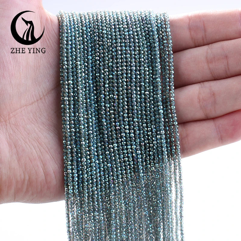 Zhe Ying New 2mm Electroplating AB Crystal Beads Small Loose Faceted Spacer Beads for Jewelry Making DIY Accessories