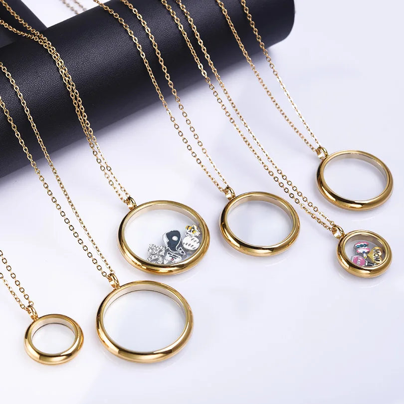 1Pc 17/28/32mm Stainless Steel Round Memory Ashes Locket Pendant Men Necklaces Diy Floating Relicario Coin Bezel Collar Jewelry