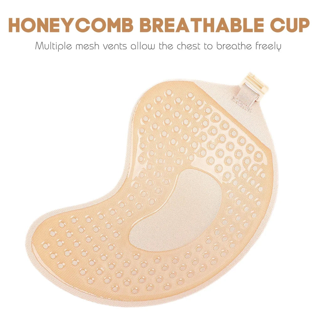 Invisible Push Up Bra for Women Backless Strapless Bra Seamless Front Closure Bralette Underwear Silicone Self-Adhesive Bra Pad