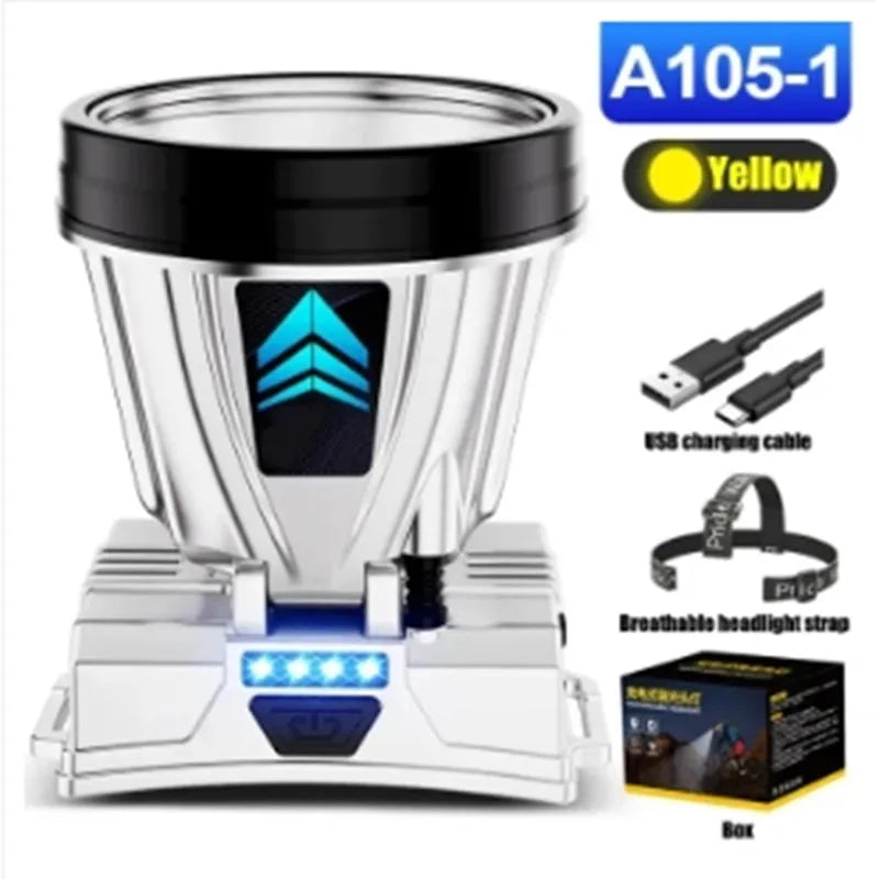 1000m High-beam Headlight Flashlight Headlamp rechargeabl waterproof Emergency Cycling Camping