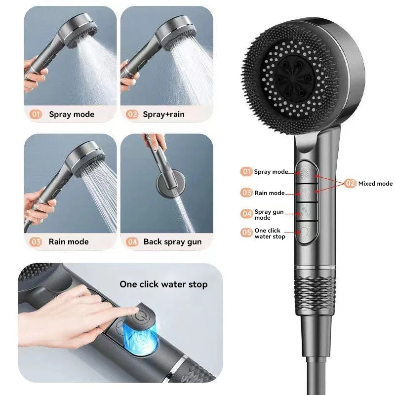 Xiaomi Shower Head 4 Modes High Pressure Showerhead One-key Stop Water Massage Shower Head With Filter Element Shower Head 2025