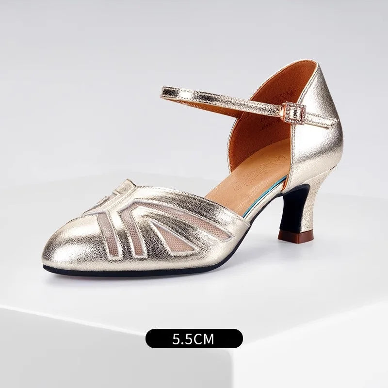 Square Dance Shoes Women Leather Sneakers Latin Dance Shoes Adult Social Ballroom Dancing Banquet Modern Dance Sandals Woman