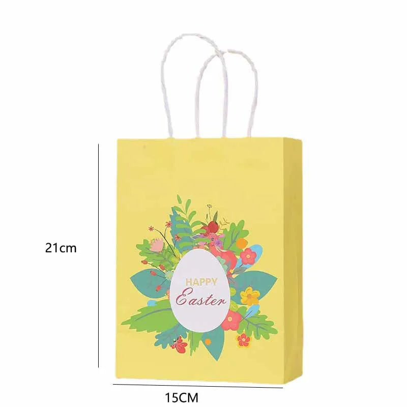Bunny Rabbit Paper Bag Cartoon Gift Bag for Happy Easter Party Decorations Kids Gift Cookies Packaging Bags