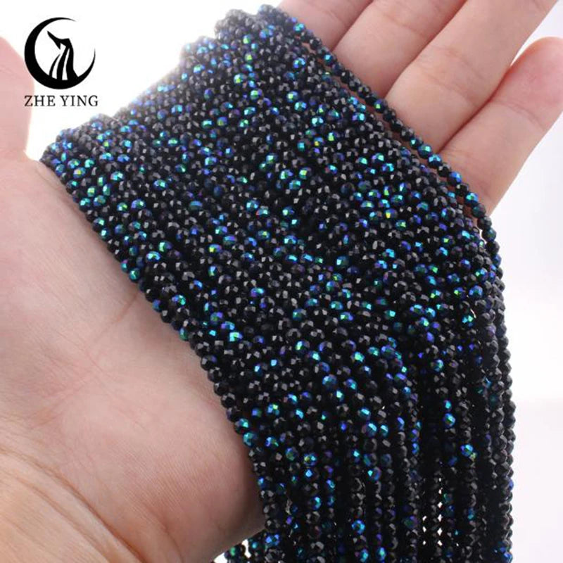 Zhe Ying New 2mm Electroplating AB Crystal Beads Small Loose Faceted Spacer Beads for Jewelry Making DIY Accessories