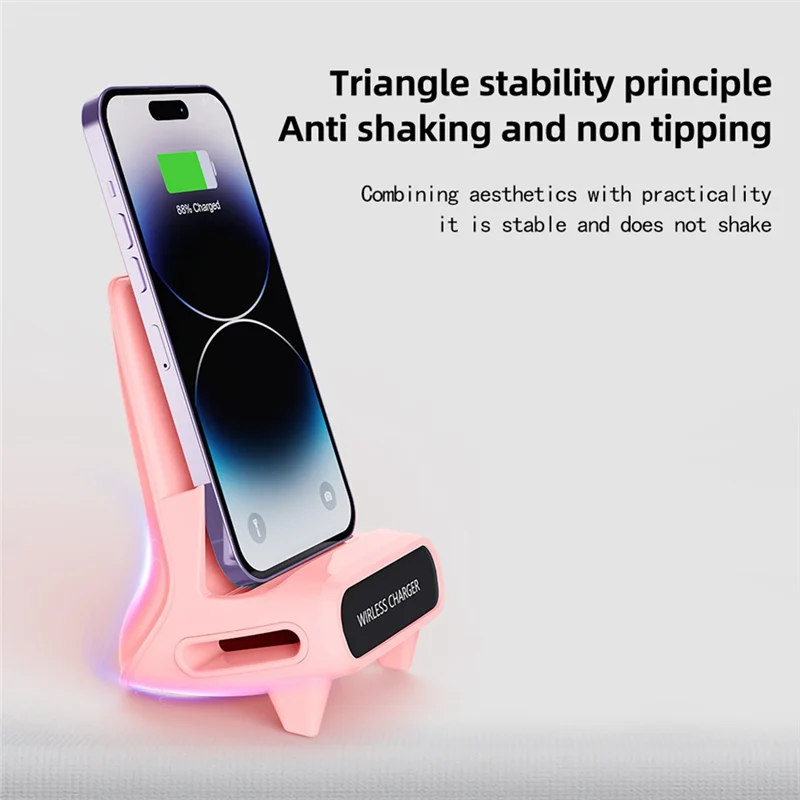15W Fast Wireless Charger Stand Pad Desktop For PHONE Holder Bracket Charging Station Dock Mount For Mobile White-AB01