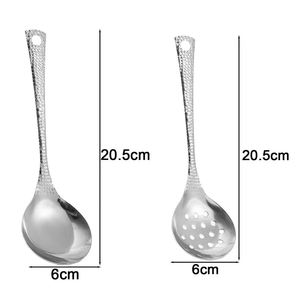 1/2Pcs New Leaky Long Handle Spoon Stainless Steel 20cm Soup Scoop Cooking Gadget for Hot Pot Restaurant Eating