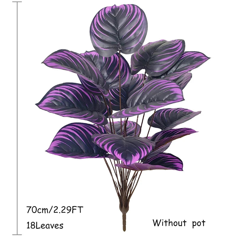 1.8-5FT Artificial Plant Purple Palm Tree Tropical Fake Plants Plastic Palm Leafs Big Monstera Tree Branch For Home Garden Decor