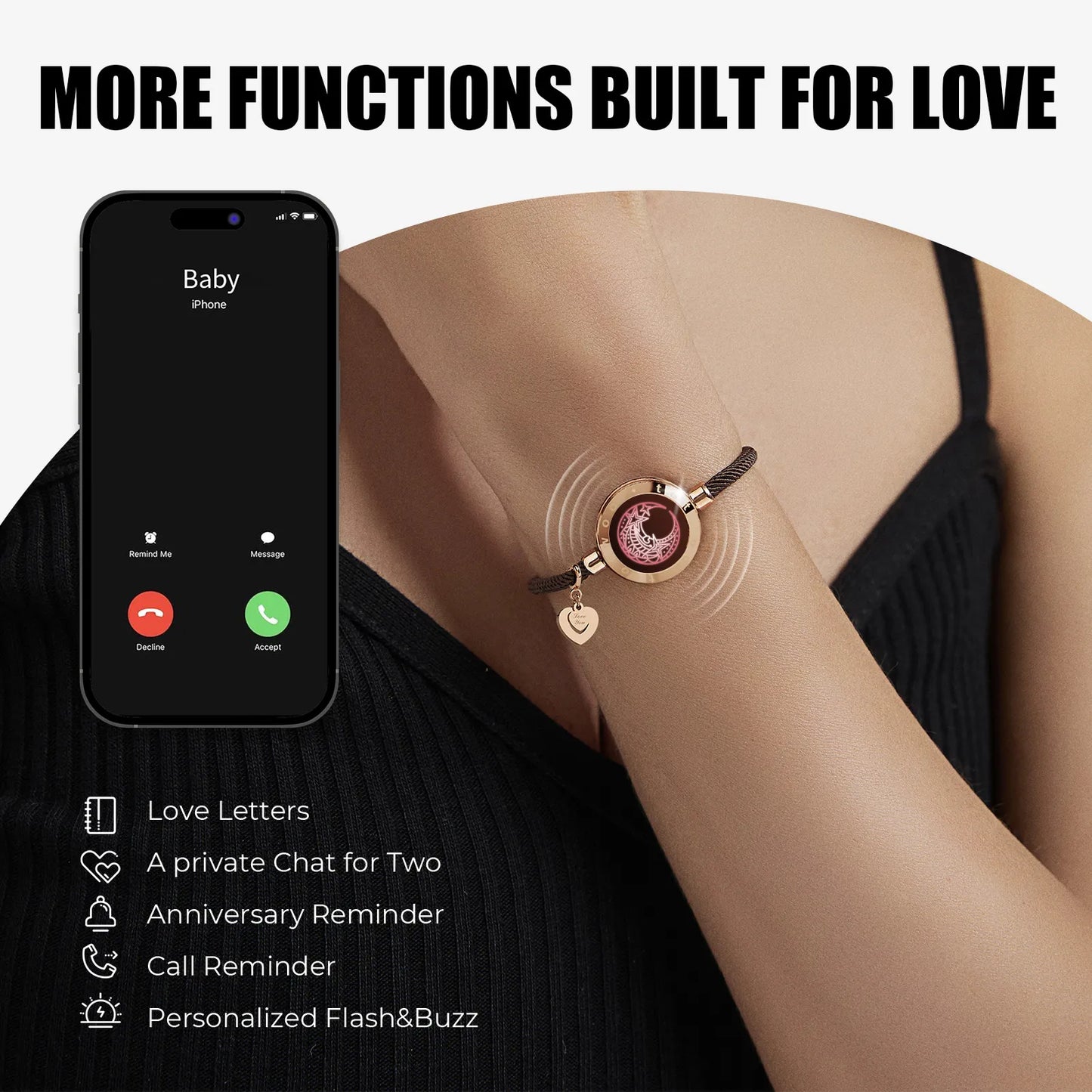 totwoo Touch Single Bracelet- Long Distance Touch Bracelet Light up and Vibration Relationship Love Baracelet Smart Jewelry