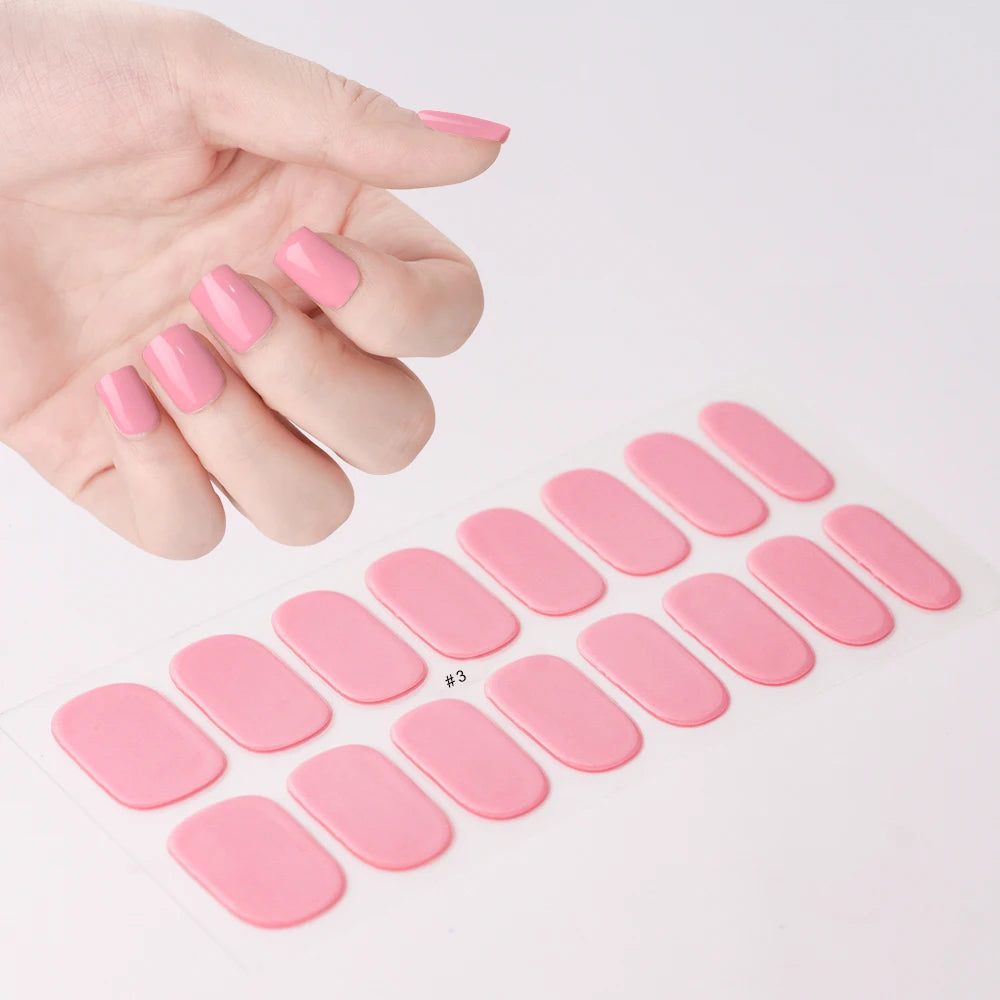 14pc Transparent Semi Cured Gel Nail Strips Nail Strengthening Gel Slider Long-Lasting Clear Crystal Gel Waterproof UV Stickers