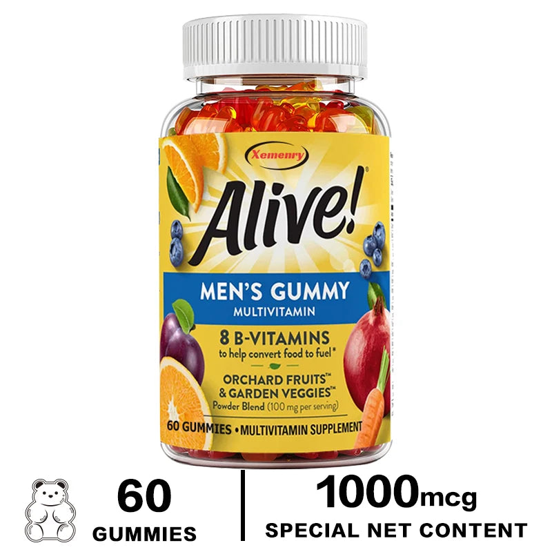 Men's Energy Multivitamin Gummies 60 Gummies Support Skin Health and Cellular Energy
