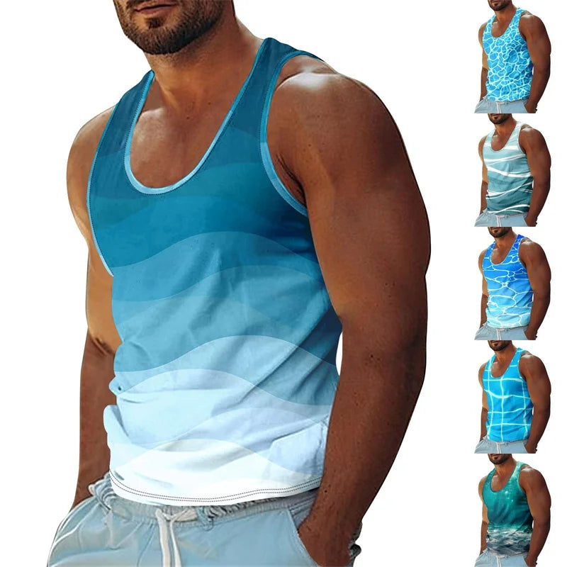 Sea Beach Casual Funny Tank Top For Men 3D Print Effect Quickly Dry Basketball Vest 2025 Summer Simple Fashion Sleeveless Top