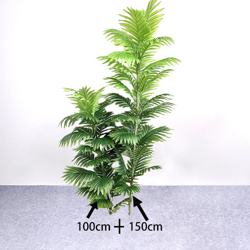 150cm Large Artificial Palm Tree Fake Tropical Plants Green Monstera Leaves Plastic Banyan Tree for Garden Home Office Decor