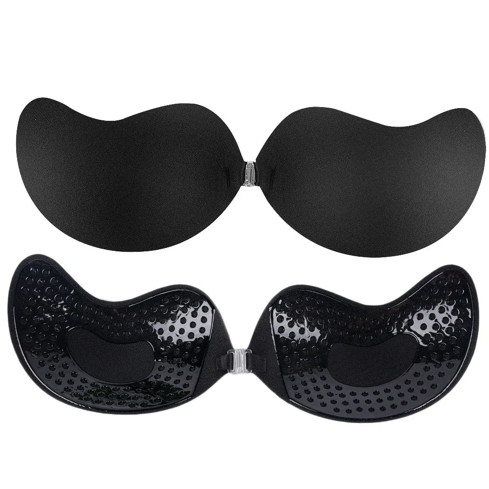 Invisible Push Up Bra for Women Backless Strapless Bra Seamless Front Closure Bralette Underwear Silicone Self-Adhesive Bra Pad