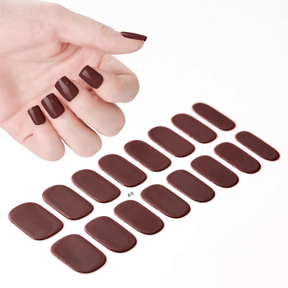 14pc Transparent Semi Cured Gel Nail Strips Nail Strengthening Gel Slider Long-Lasting Clear Crystal Gel Waterproof UV Stickers