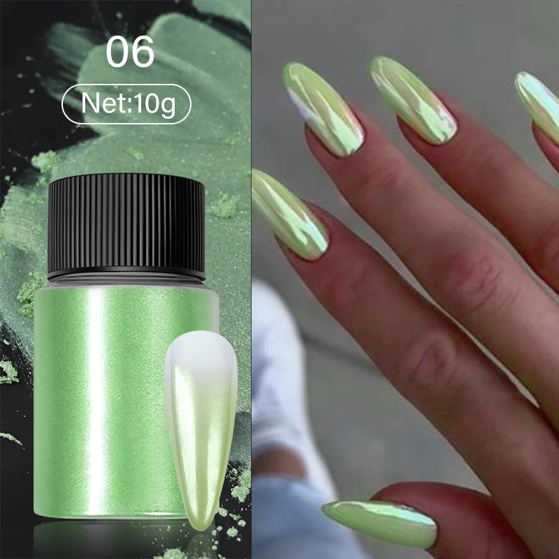 1Box Silver Gold Moonlight Mirror Nails Glitter Powder Metallic Silver Decoration For Nails Aurora Chrome Manicure Nail Art