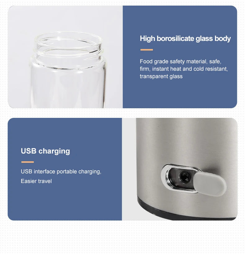 1pc 450ml Portable Hydrogen Water Generator 3 Minutes Mode High Concentration Hydrogen Water Generator