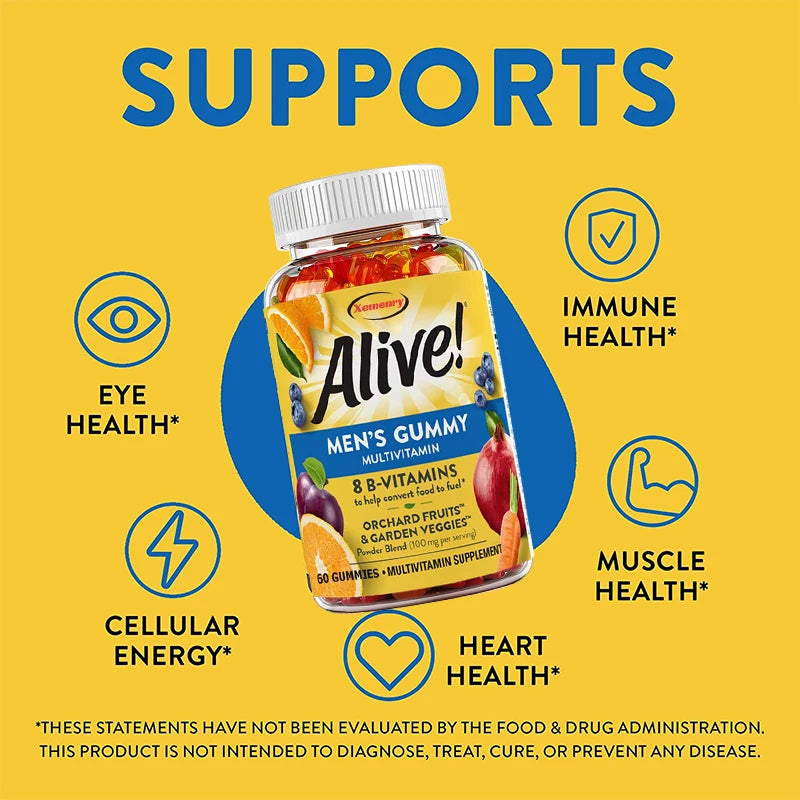 Men's Energy Multivitamin Gummies 60 Gummies Support Skin Health and Cellular Energy