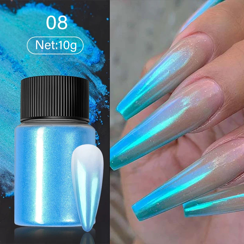 1Box Silver Gold Moonlight Mirror Nails Glitter Powder Metallic Silver Decoration For Nails Aurora Chrome Manicure Nail Art