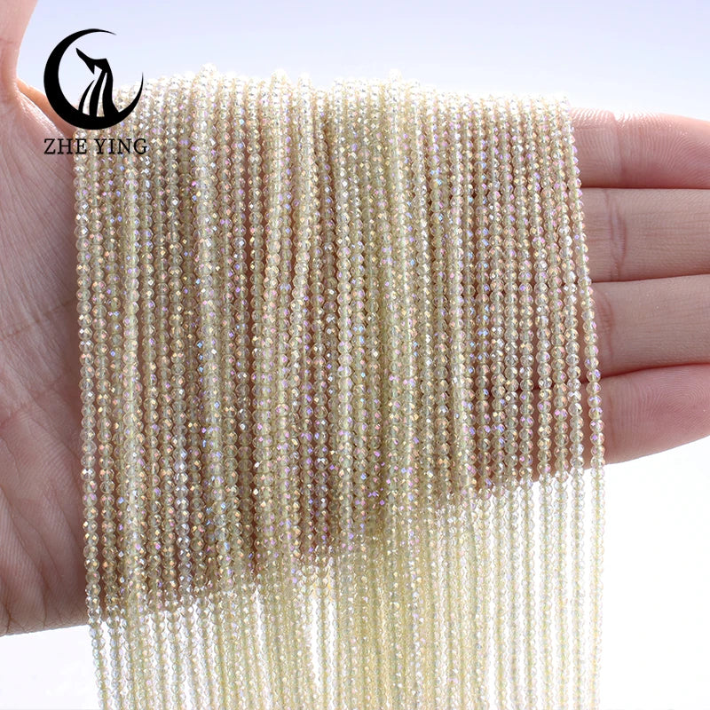 Zhe Ying New 2mm Electroplating AB Crystal Beads Small Loose Faceted Spacer Beads for Jewelry Making DIY Accessories