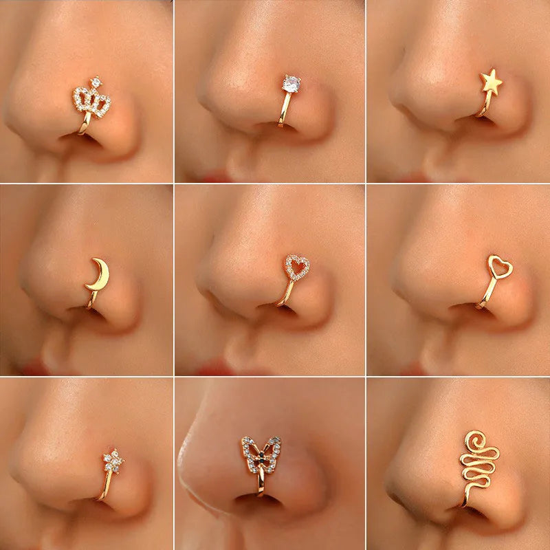Men Women Nose Ring Clip Fake Septum Piering Rock Hip Hoop Punk Stainless Steel Body Jewelry Non Perforation Nose Clips Ring Z6