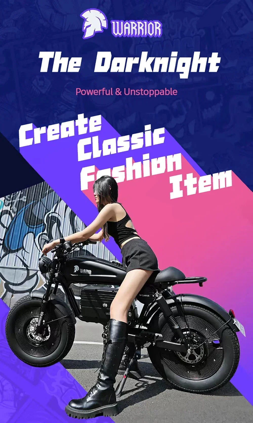 1500W 48V60AH Black Warrior Motorbikes 20inch Fat Tyre Electric Bike Adult Road Hydraulic brake E-bike Adult Road Electric Bike